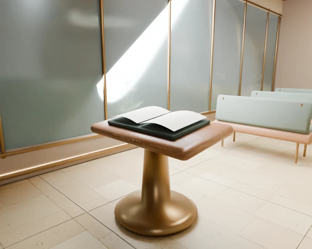 A modeled view of The guestbook inside ZEMNE’s sanctuary