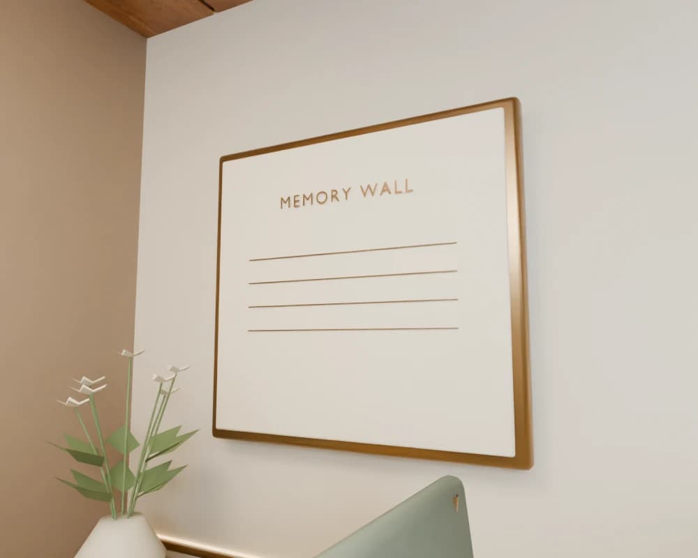 A modeled view of The memory wall inside ZEMNE’s sanctuary
